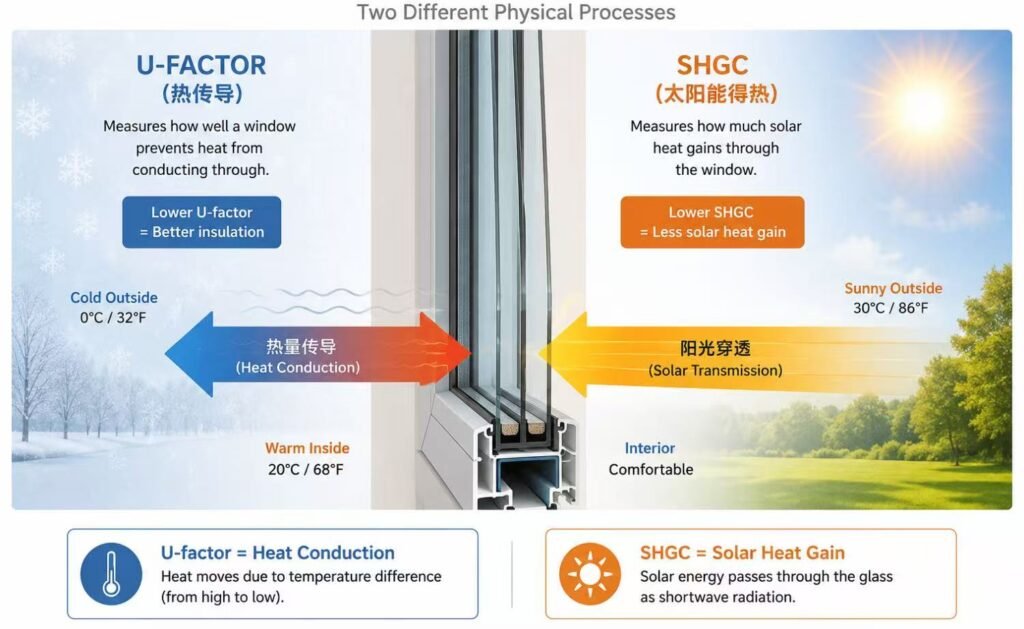 U-factor versus SHGC window performance diagram