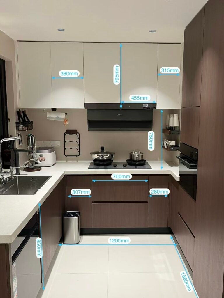 U-shaped kitchen with hood mounting height dimensions