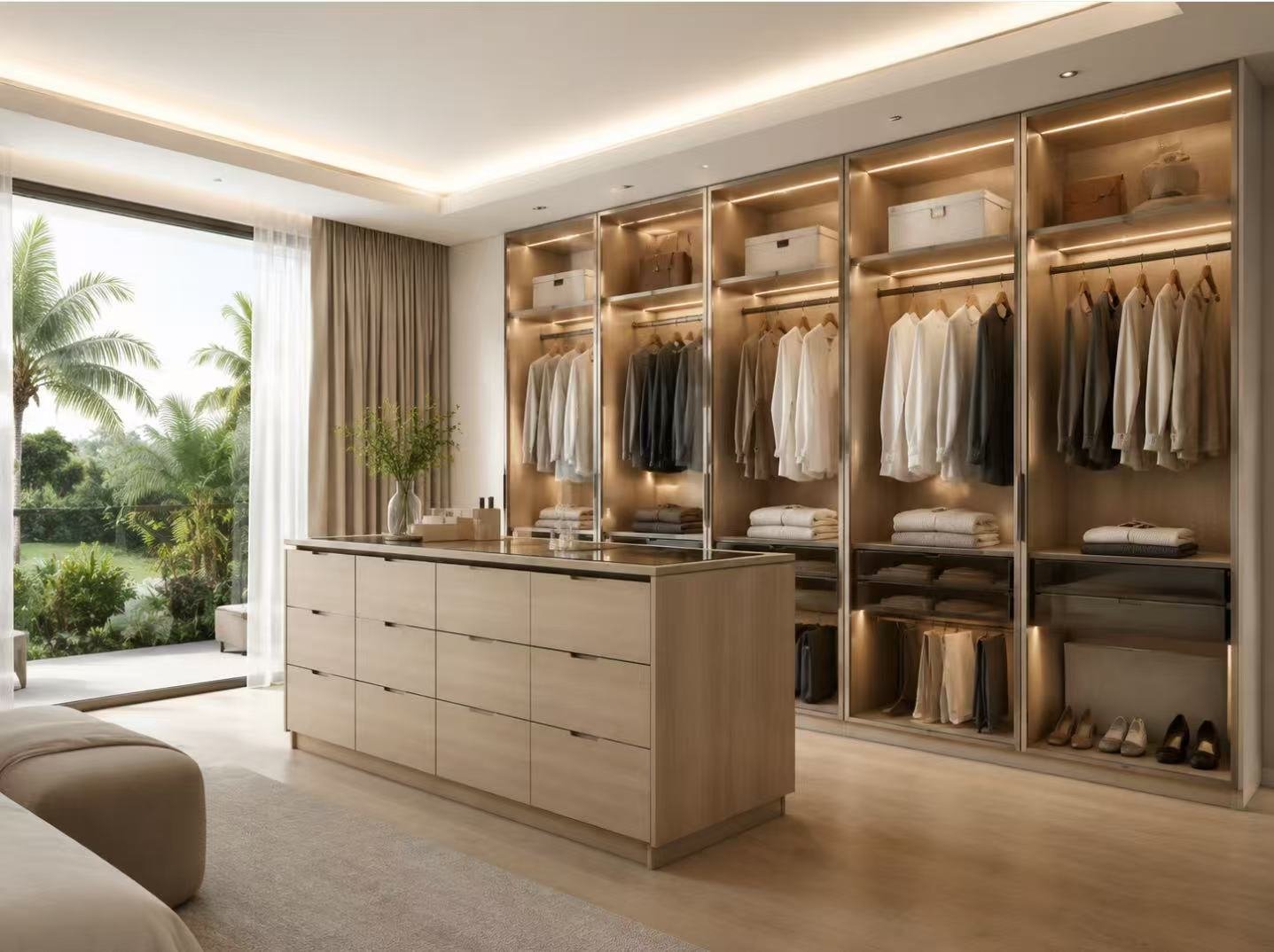 villa walk in closet island wardrobe.jpg Villa walk-in closet with center island