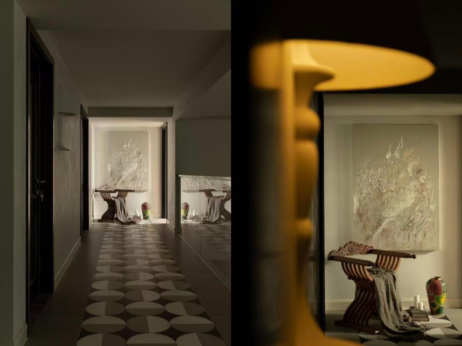 Contemporary villa corridor with elegant interior details