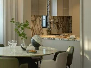 Luxury villa kitchen with custom cabinet solutions