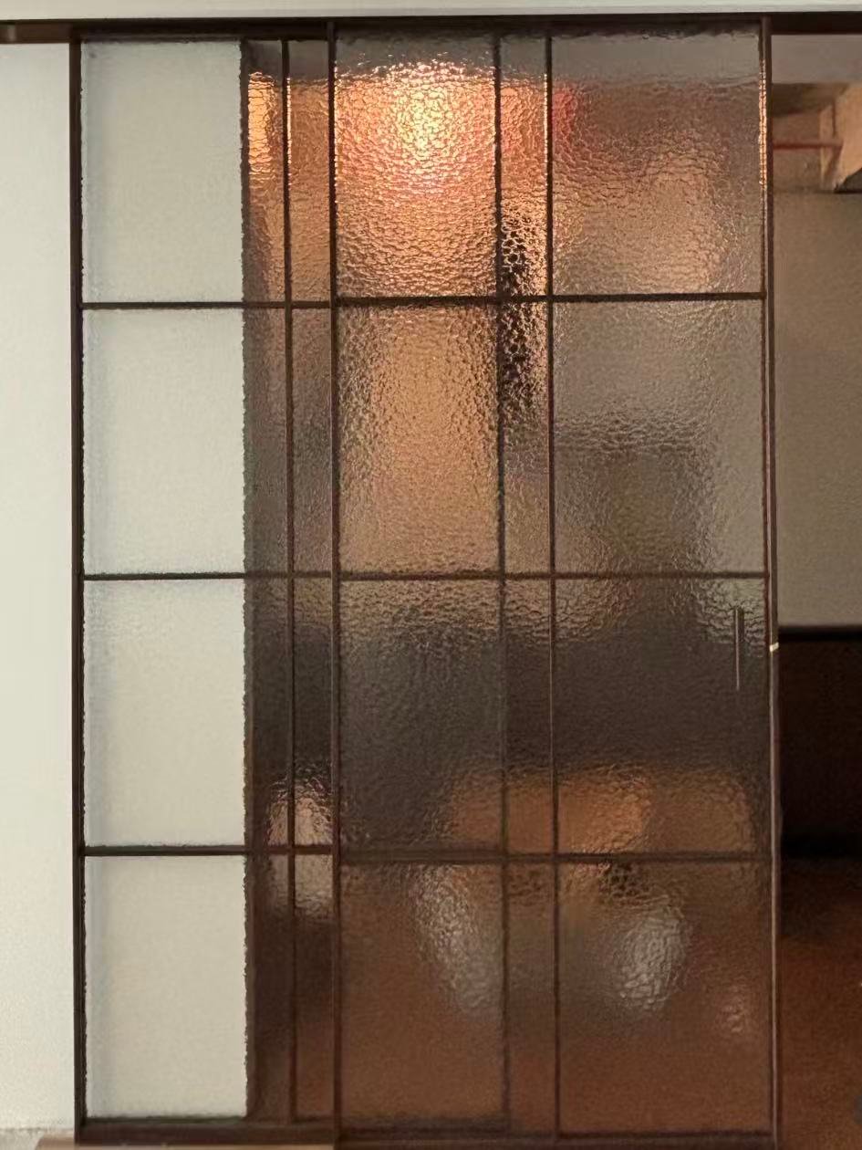 Aluminum frame sliding doors with glass panels