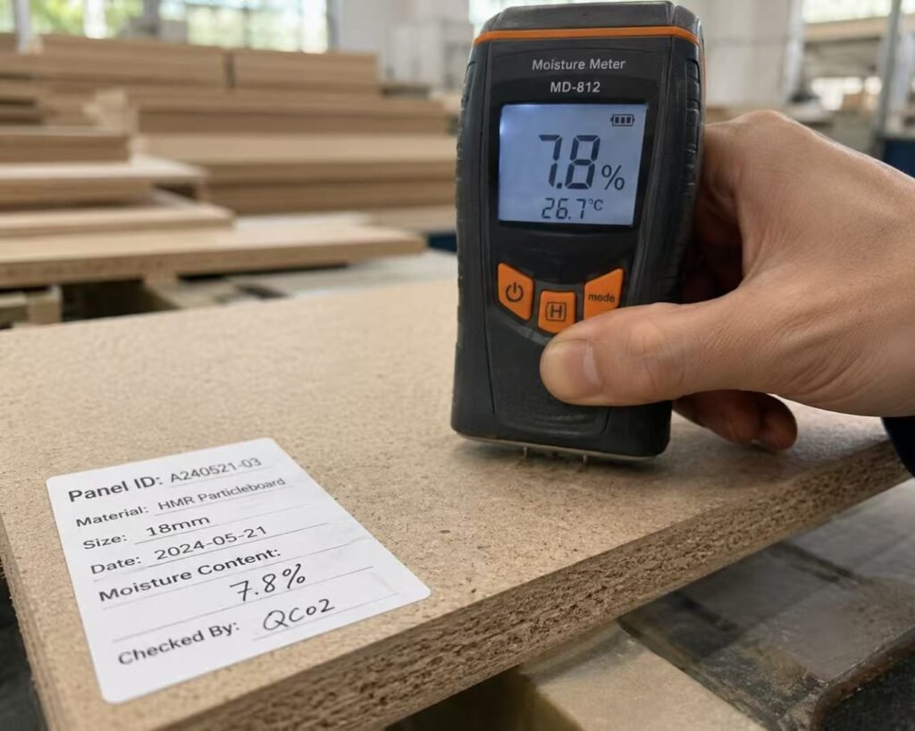Cabinet board moisture content quality testing