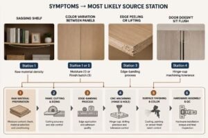 Cabinet quality control process defect diagnosis