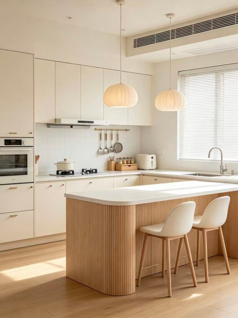 Curved kitchen island with modern minimalist design