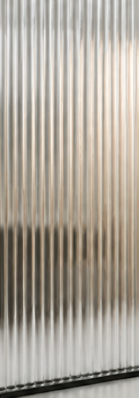 Fluted glass door with textured surface