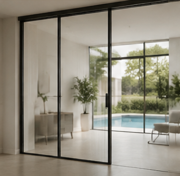 Glass sliding doors for room division