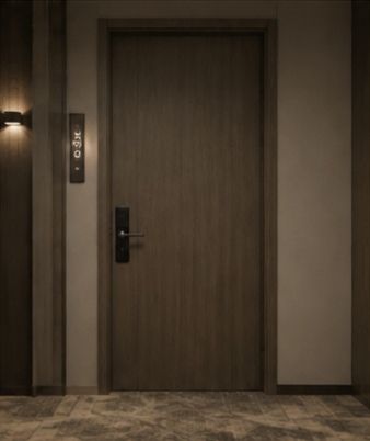 Hotel flush door with durable construction for hospitality projects