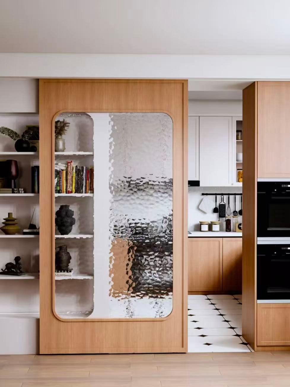 Kitchen sliding doors for space separation