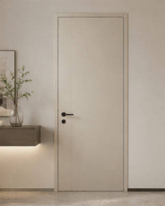 Laminate flush door with durable low maintenance surface