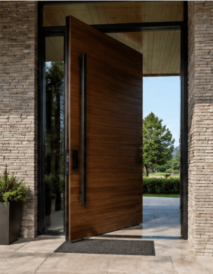 Luxury villa wooden pivot entrance door