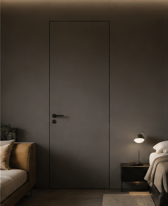 MMatte hidden bedroom door with seamless wall finish