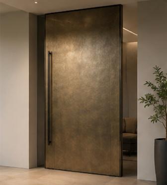 Bronze metal finish luxury pivot door
