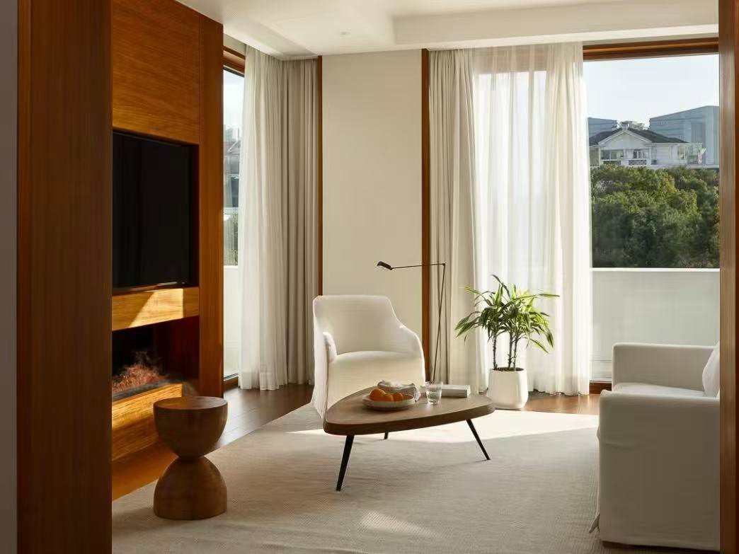 Minimalist villa living room with custom interiors