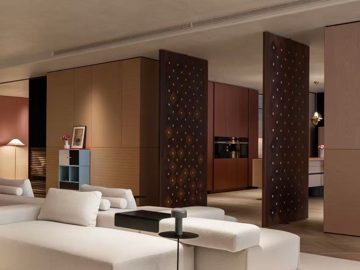 Modern residential interior wood panel design