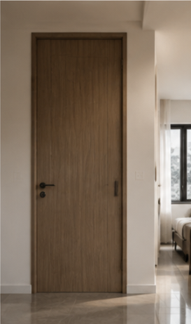 Natural wood veneer door for modern homes