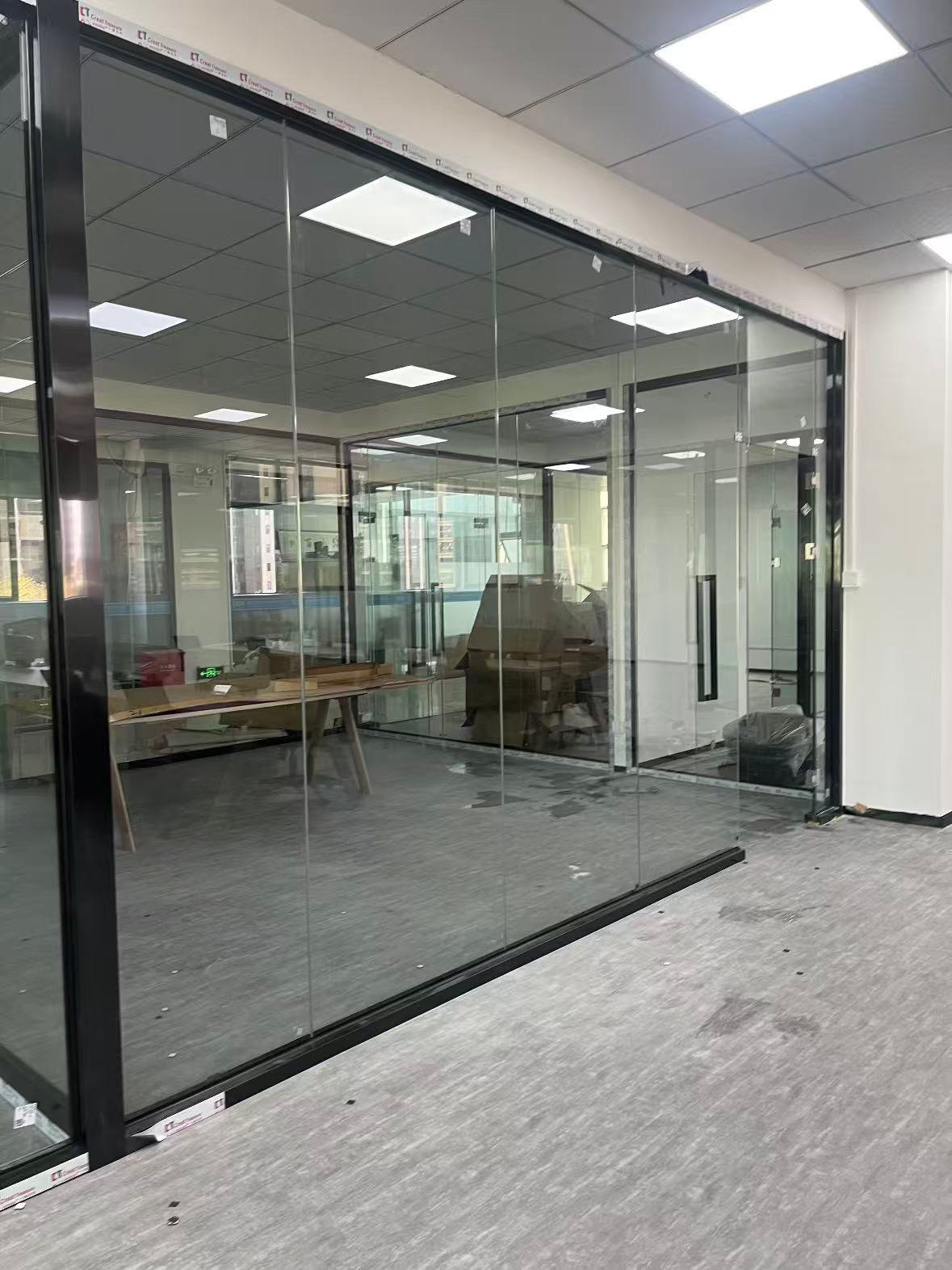 Office glass sliding partition door solution