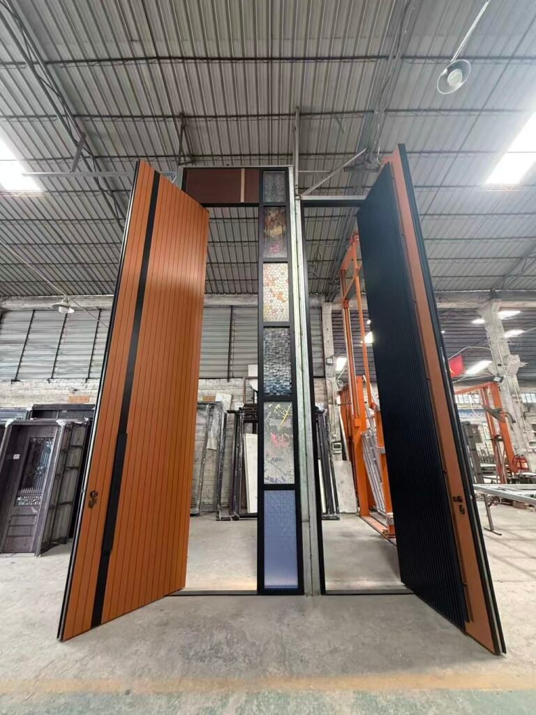 Oversized custom door manufacturing in factory
