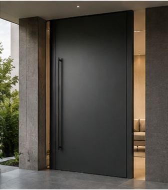 Powder coated aluminum pivot entrance door