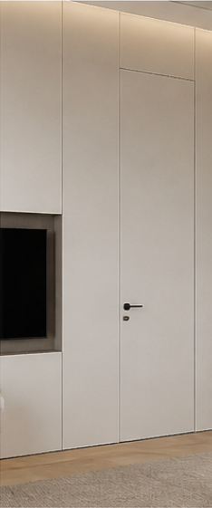 Same-colour painted hidden door finish