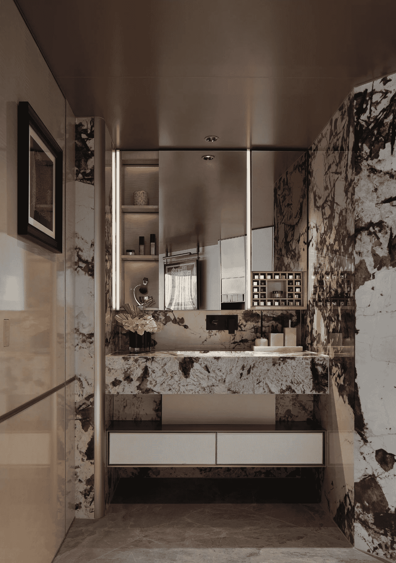 Apartment bathroom vanity cabinet