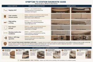 Wardrobe defects matched to production process stations