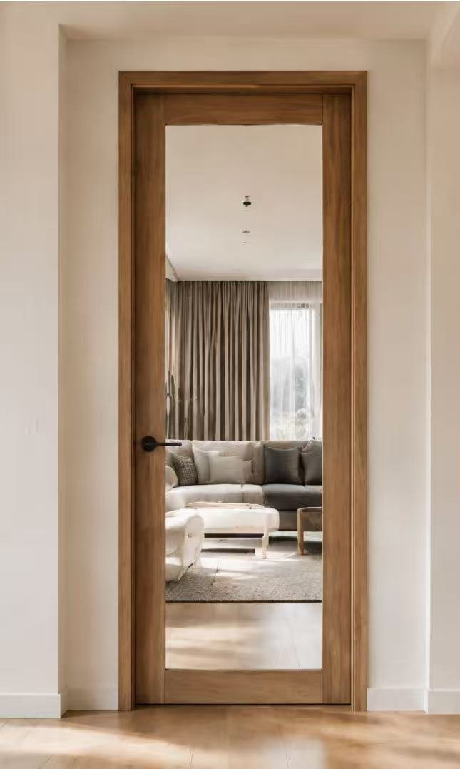 Wood glass combination door for modern interiors