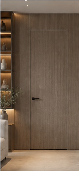 Wood slat flush hidden door panel