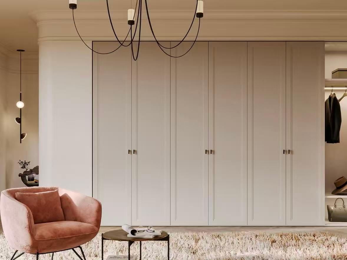 wooden hinged door wardrobe.webp Minimalist Apartment Open Wardrobe