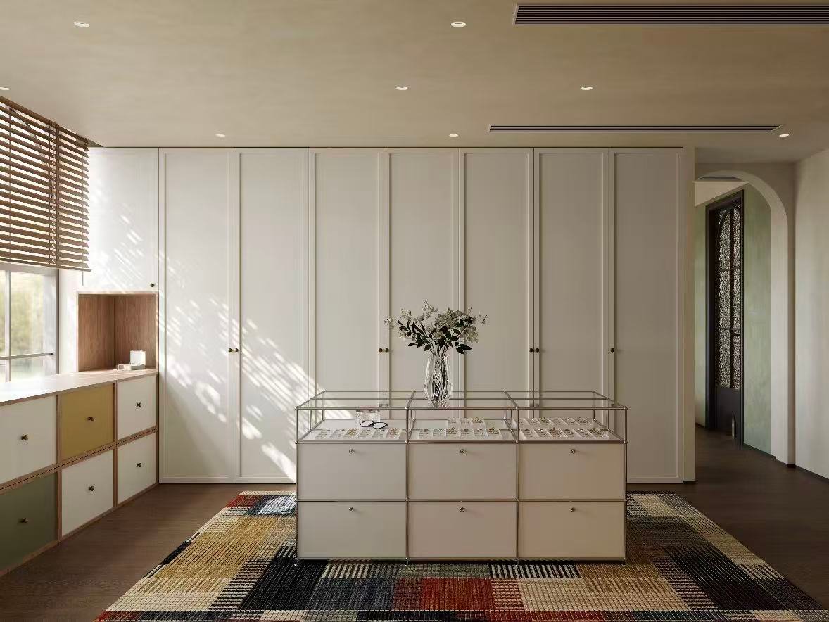 wooden open wardrobe interior.webp Wooden open wardrobe with warm finishes