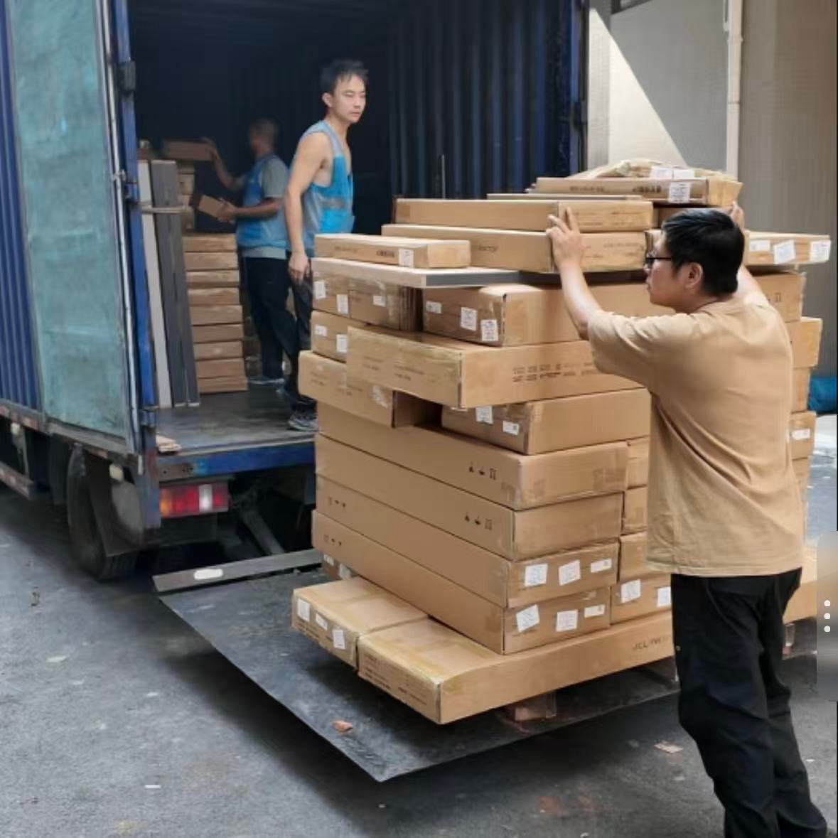 Labeled apartment furniture packages prepared for delivery