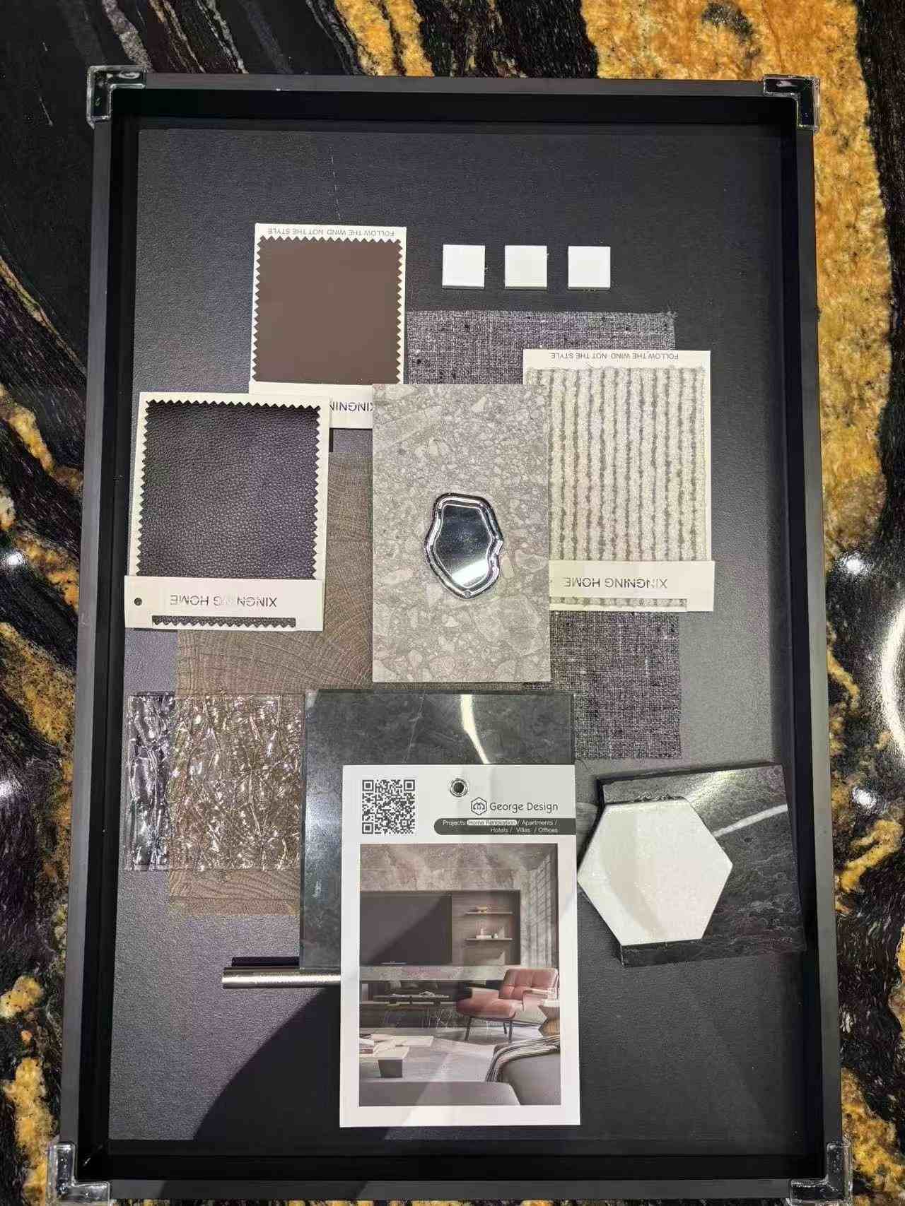 Approved material and finish sample reference