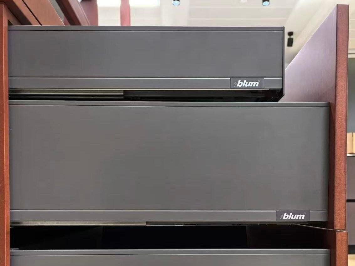 Blum drawer system installed in custom cabinetry