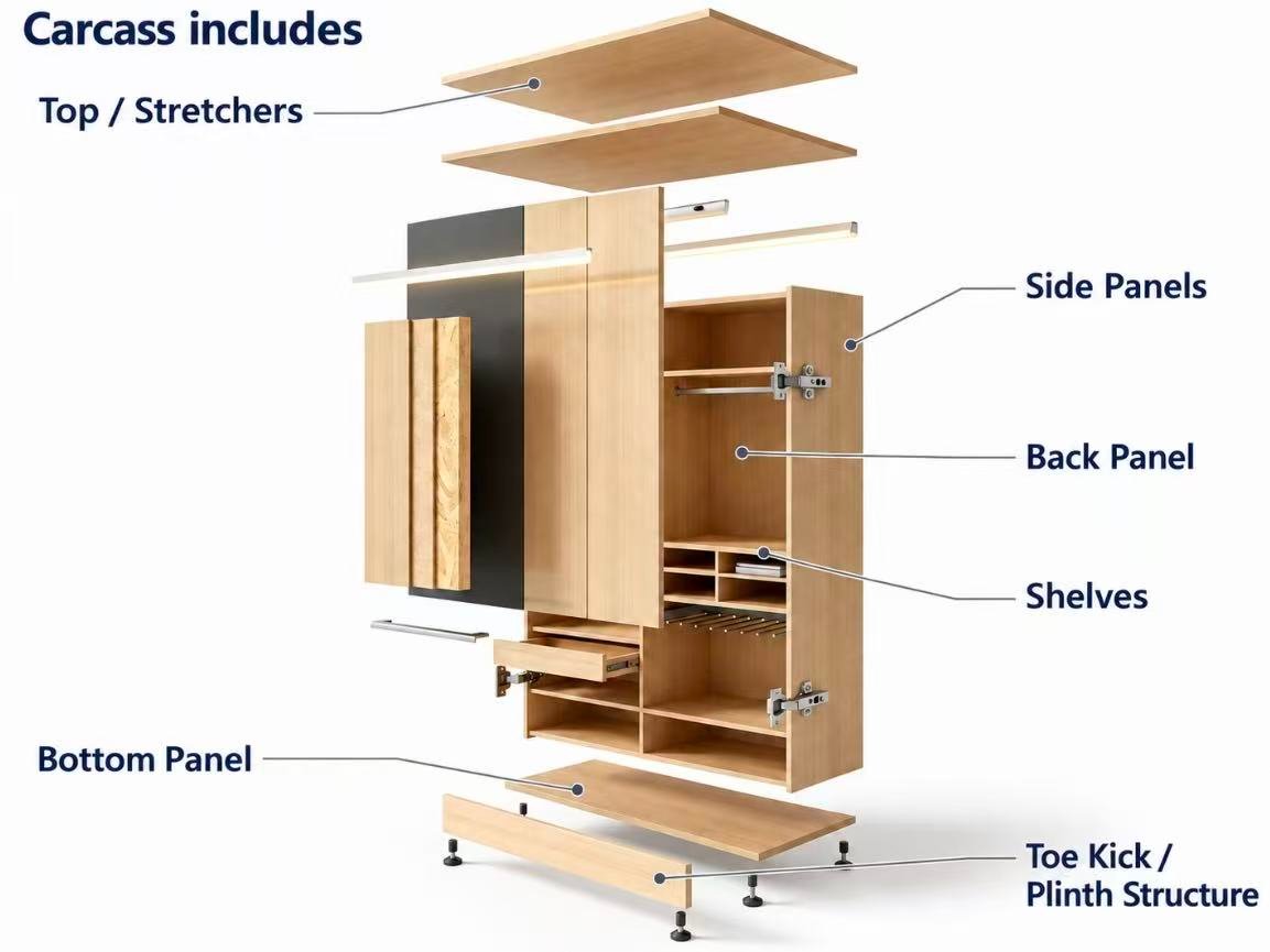 Kitchen cabinet door drawer front and carcass