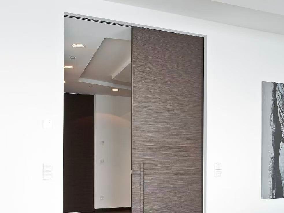 Pocket sliding interior door concealed within wall