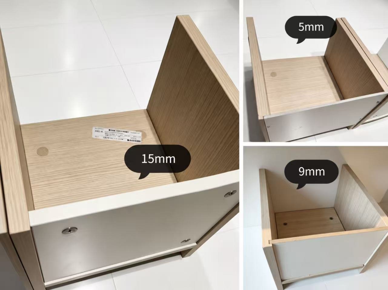 5mm 9mm and 15mm board thickness used in cabinet construction