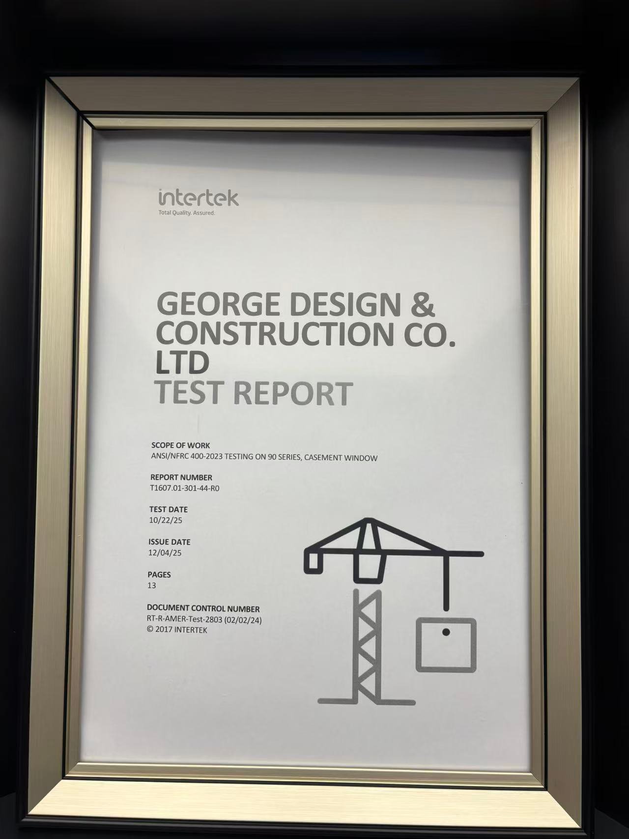 Intertek NFRC 400 casement window test report