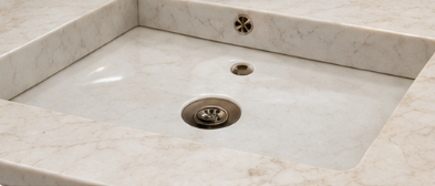 marble vanity basin cutout opening.png Custom marble vanity top with integrated basin cut-out and openings