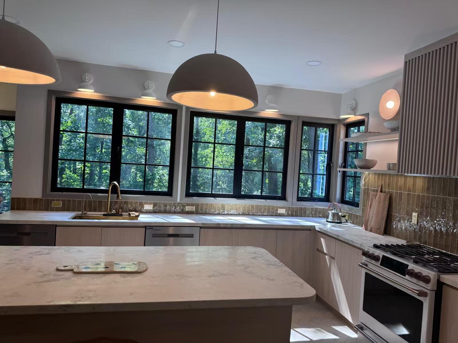 Completed custom kitchen cabinets in Middle East