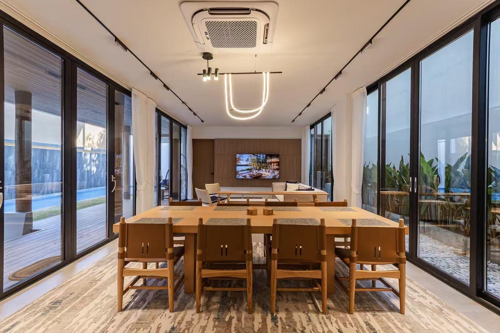 Thailand villa open living and dining interior