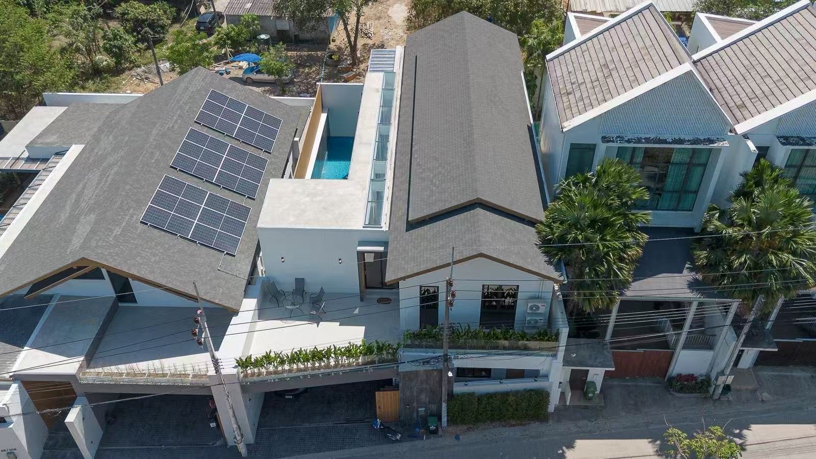 Completed Thailand villa project aerial exterior view