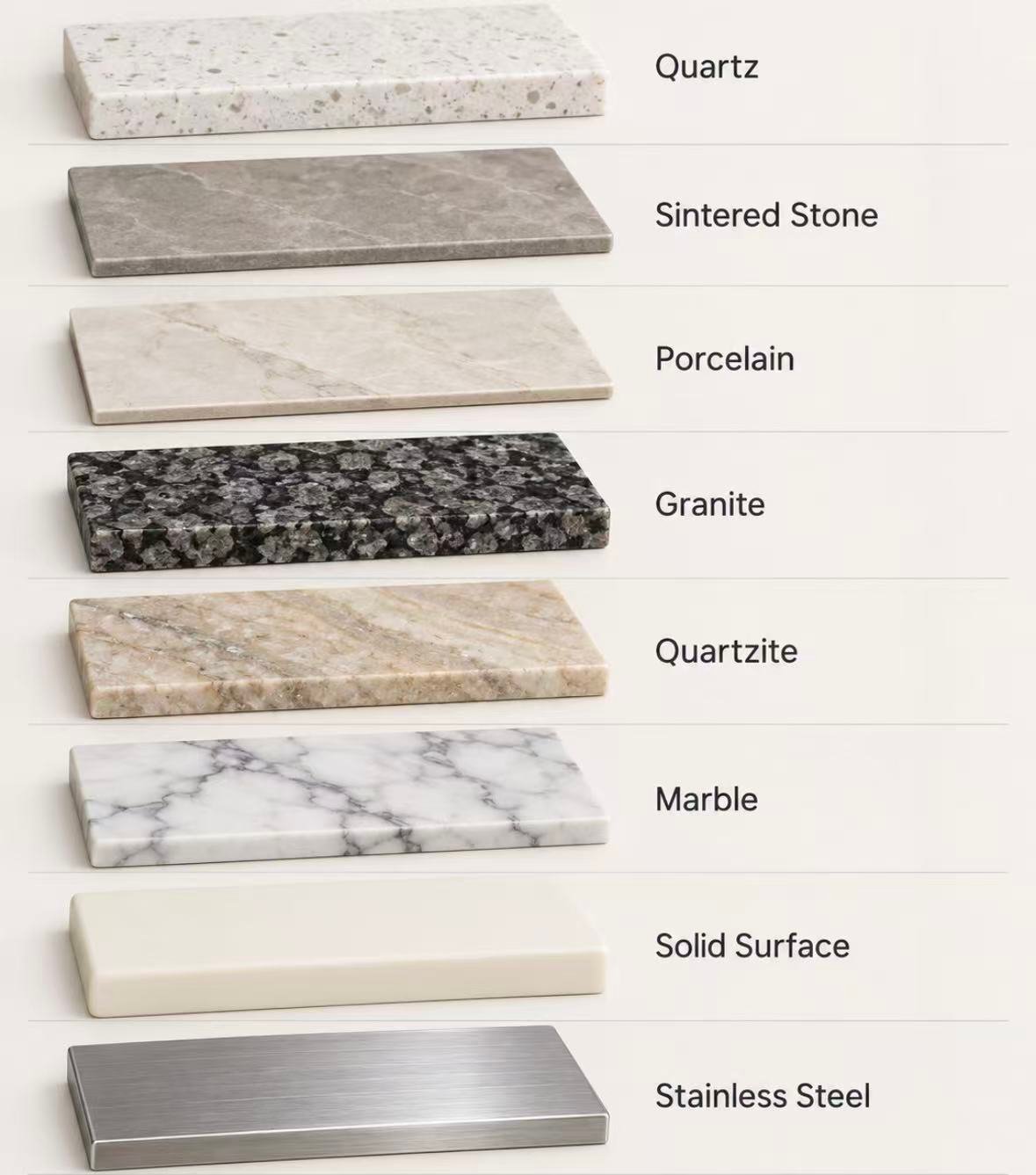 Types of kitchen countertop materials