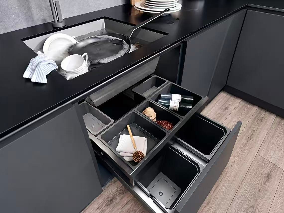 Under sink cabinet waste storage